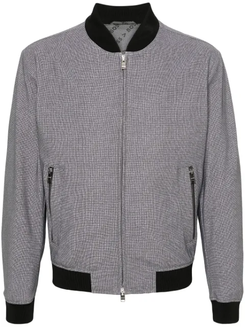 BOSS houndstooth-print zip-up jacket Grey 50509563
