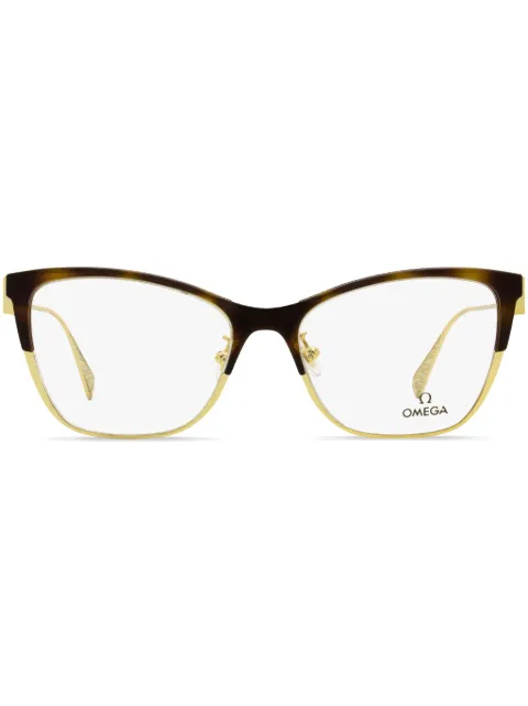 OMEGA EYEWEAR butterfly-frame glasses Brown OM5001H