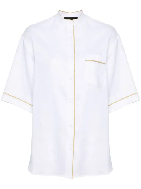 Fabiana Filippi beaded-trim chambray shirt White CAD274F615H497M466
