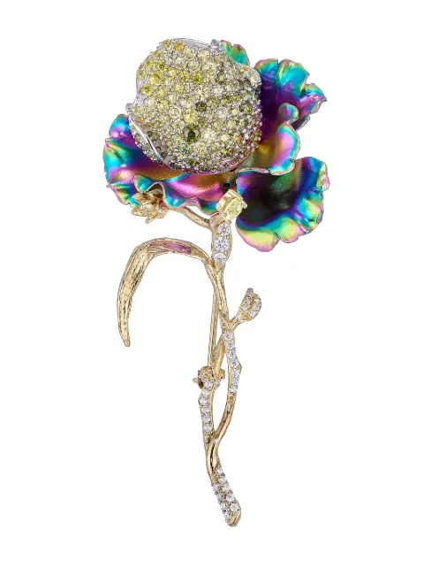 Anabela Chan 18kt gold vermeil floral gemstone brooch Gold AC20AB03BSRAYC