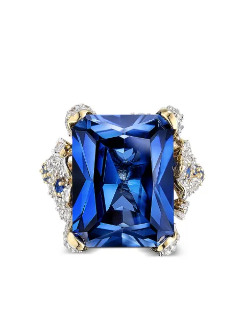 Anabela Chan 18kt gold vermeil Kashmir Cinderella sapphire and diamond ring Blue AC23EG01RSYGKS