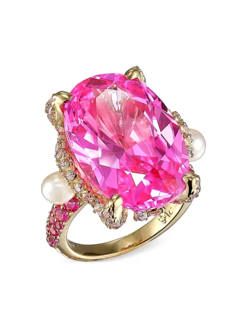Anabela Chan 18kt gold vermeil Rose Mermaid gemstone and pearl ring Pink AC21MT07RSRGPS