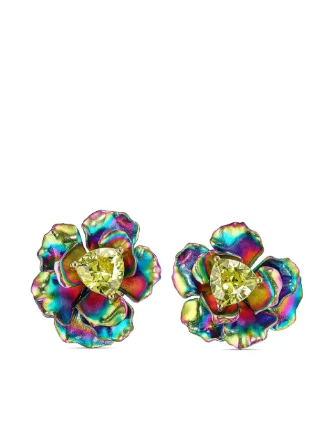 Anabela Chan 18kt yellow gold vermeil Rainbow Bloom quartz earrings Blue AC20AB10EARALQ