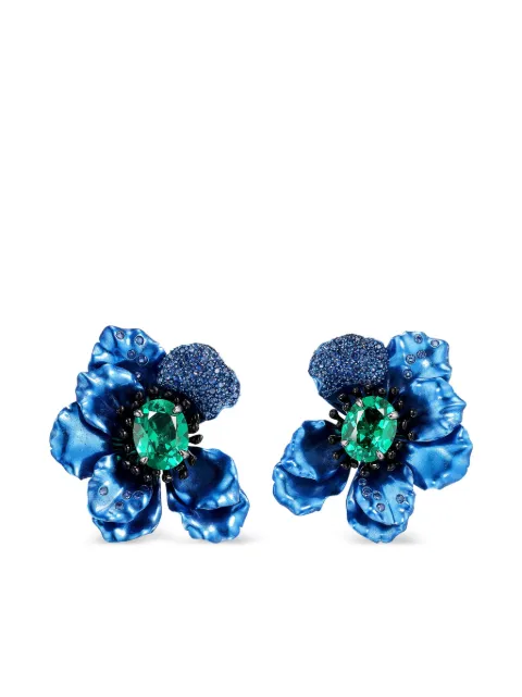 Anabela Chan 18kt white gold Poppy emerald and sapphire earrings Blue AC23AB08EABRPT