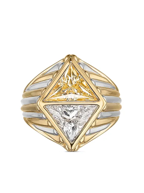 Anabela Chan 18kt yellow and white gold diamond signet ring Silver AC22LH17RSYGWD