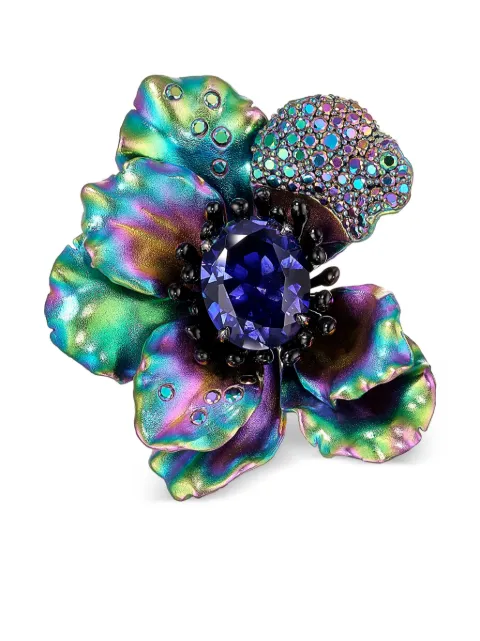 Anabela Chan 18kt yellow gold Poppy topaz and sapphire pin Green AC21AB06BARABS