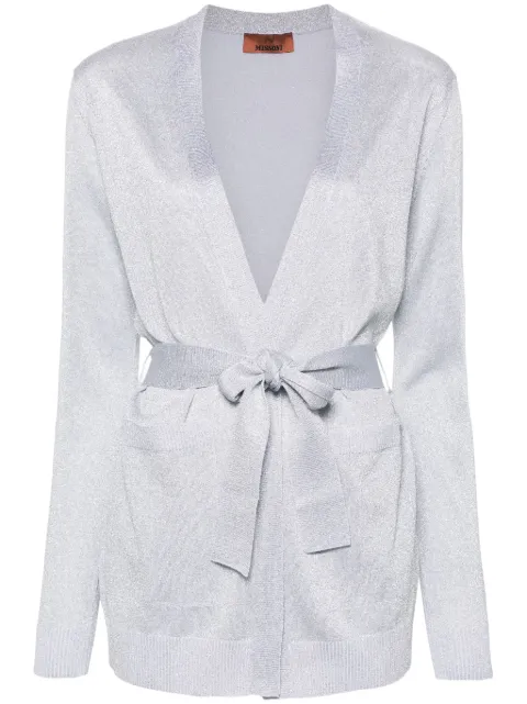 Missoni metallic-threading belted cardigan Silver DS24SM0ABK033D
