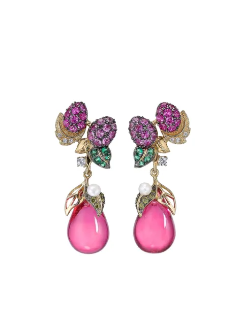 Anabela Chan 18kt yellow gold vermeil Raspberry multi-stone earrings Red AC14DF14ESYGRR