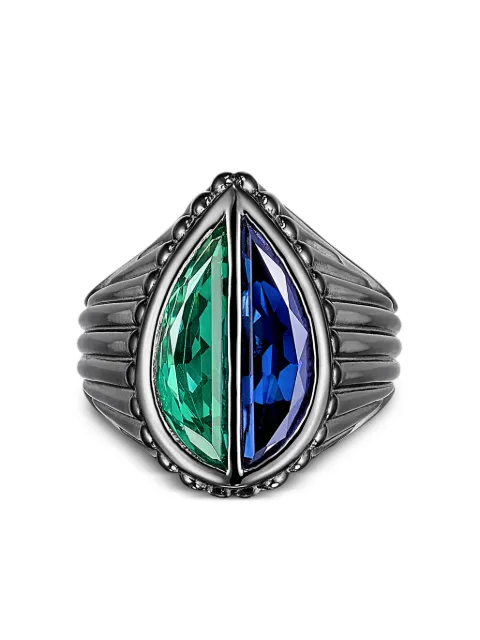 Anabela Chan 18kt black gold Emerald Pear Signet gemstone ring Blue AC22LH19RSBRGE