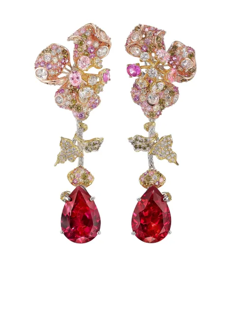 Anabela Chan 18kt yellow and white gold multi-stone drop earrings Red AC20FD16ESYGRG