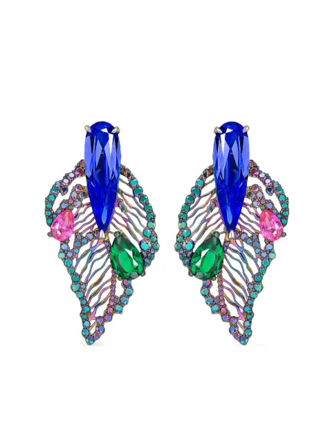Anabela Chan 18kt white gold vermeil Rainbow Titan multi-stone earrings Blue AC21MT05ESYGBS