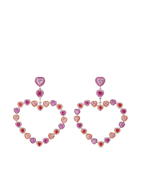 Anabela Chan 18kt rose gold vermeil Love Heart sapphire and diamond earrings Pink AC20LH01ESRGRR