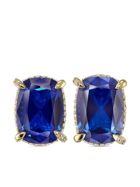 Anabela Chan 18kt yellow gold vermeil Wing sapphire and diamond earrings Blue AC19SN12ESYGBS