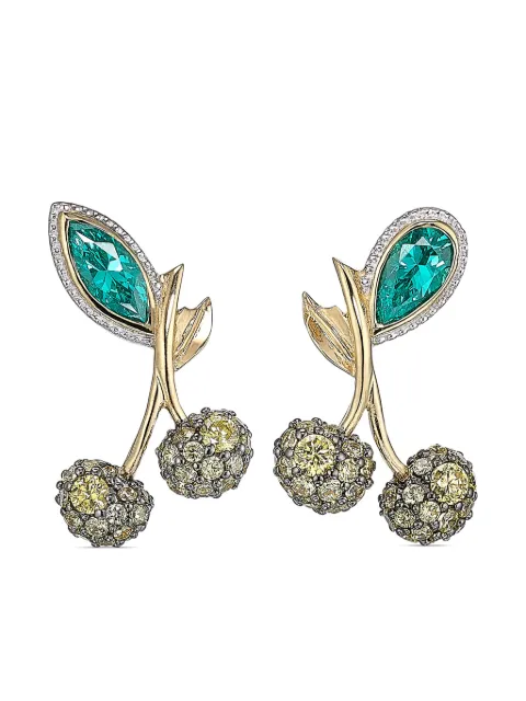 Anabela Chan 18kt yellow gold Cherry Stud multi-stone earrings Green AC18FF05ESYGPT