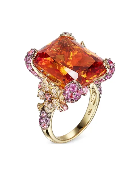 Anabela Chan 18kt white and yellow gold Imperial Cinderella sapphire and diamond cocktail ring Orange AC19EG01RSYGIT