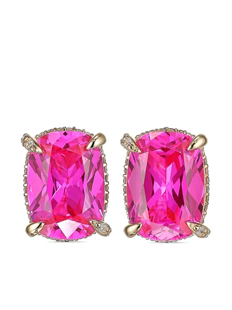 Anabela Chan 18kt yellow gold Cushion Wing sapphire earrings Pink AC22SN12ESYGFS