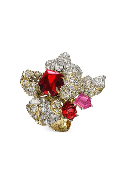 Anabela Chan 18kt gold vermeil Ruby Blossom gemstone ring White AC16FD08RSYGRR