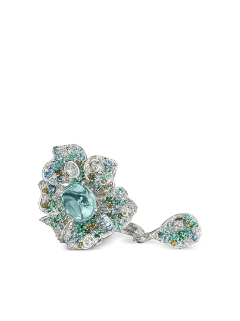 Anabela Chan 18kt white gold vermeil Aqua Peony gemstone ring Blue AC20EG11RSWGBA