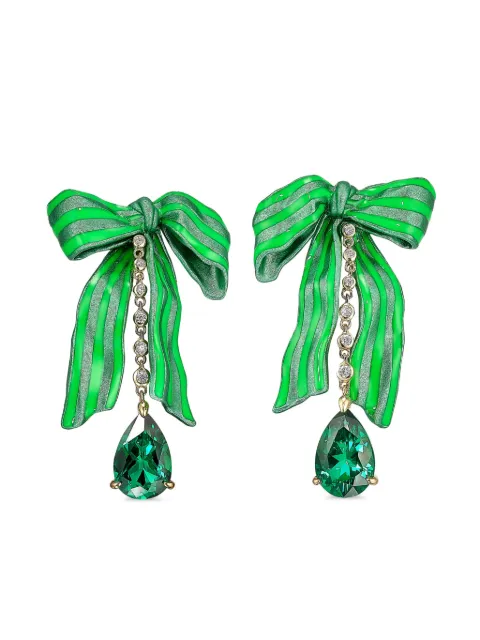 Anabela Chan 18kt white gold vermeil Bardot Bow emerald and diamond earrings Green AC21CB05ESGAGE