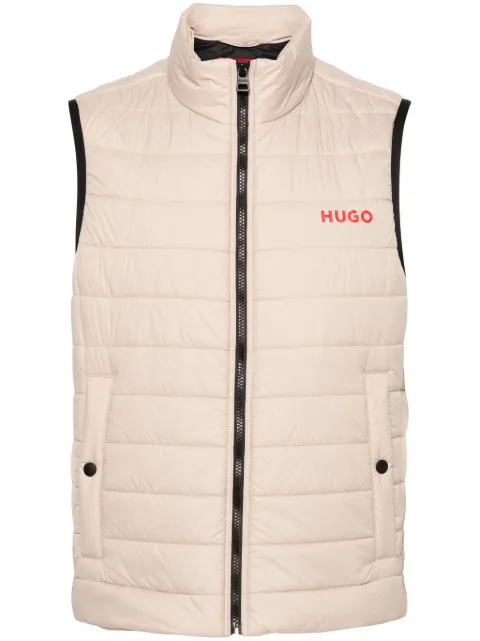 HUGO logo-print quilted gilet Neutrals 50468742