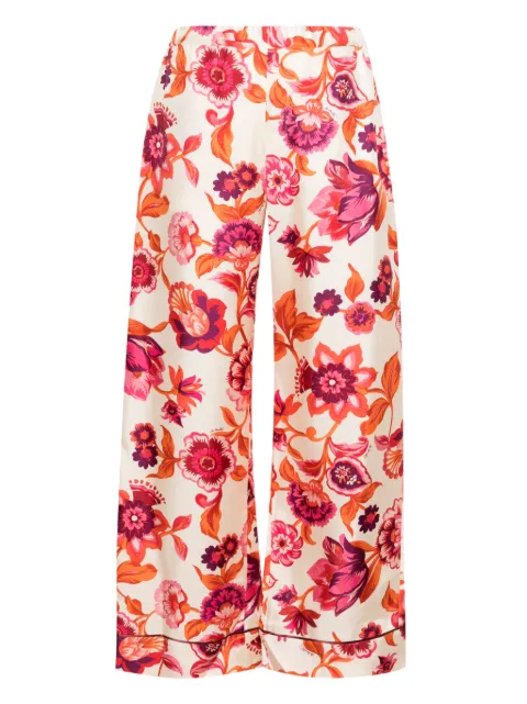 La DoubleJ floral-print pajama trousers Neutrals TRO0116SIL001HOT01WH03