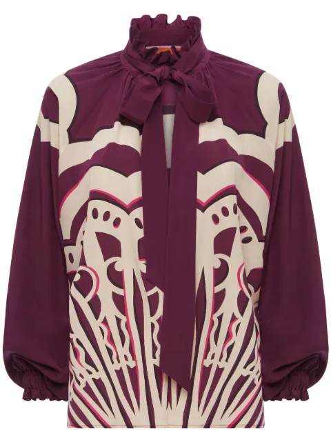 La DoubleJ Cerere geometric-print silk blouse Purple SHI0086CRE002FAN03PU01