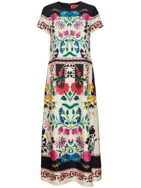 La DoubleJ Swing floral-print maxi dress Blue DRE0128SIL006PLA04WH04