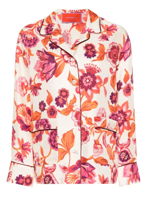 La DoubleJ floral-print silk pajama shirt Neutrals SHI0077SIL001HOT01WH03