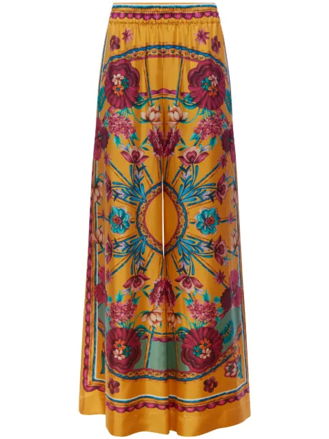 La DoubleJ graphic-print silk palazzo pants Yellow TRO0026SIL006ZOD01OR05
