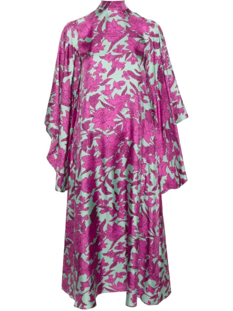 La DoubleJ Magnifico floral-print maxi dress Purple DRE0702SIL001LIL01PU01