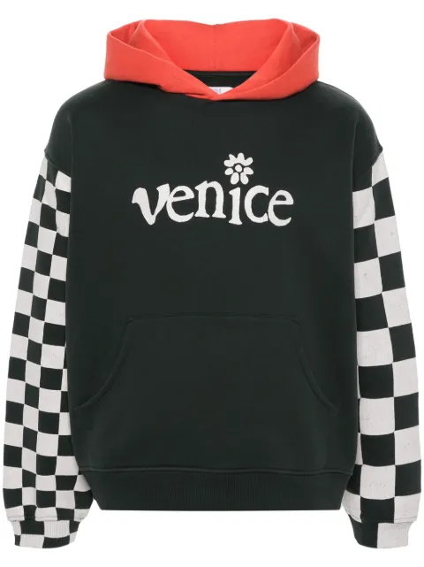 ERL Venice-print colour-block hoodie Black ERL08T021