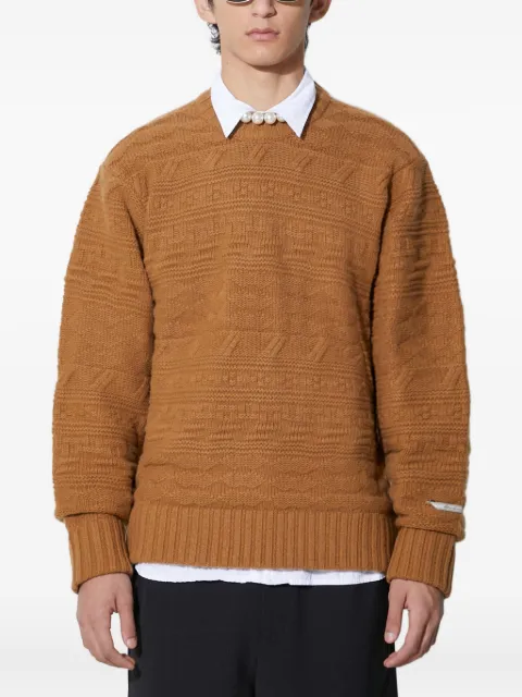 Ader Error cable-knit crew-neck sweater Brown BMADFWKT0305
