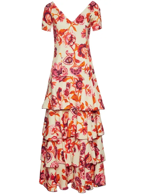 La DoubleJ Flamenco tiered maxi dress Neutrals DRE0663SAB001HOT01WH03