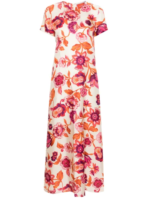 La DoubleJ floral-print silk swing dress Neutrals DRE0001SIL001HOT01WH03
