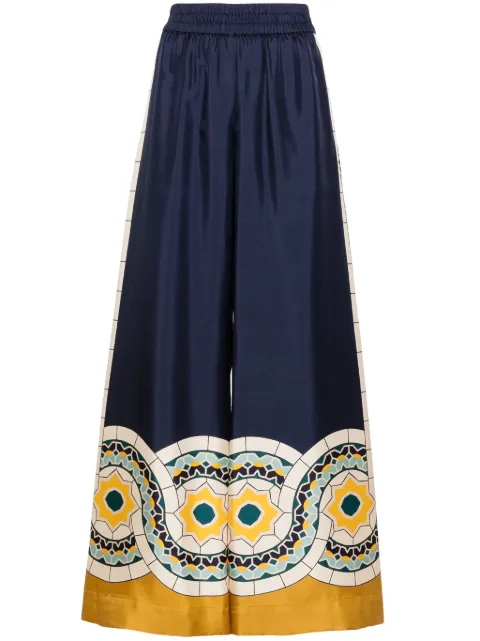 La DoubleJ high-waist silk palazzo trousers Blue TRO0026SIL006MUD01BU03