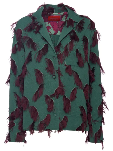 La DoubleJ Milano feather-embellished jacket Green JAC0100JCQ079SPO01GR04
