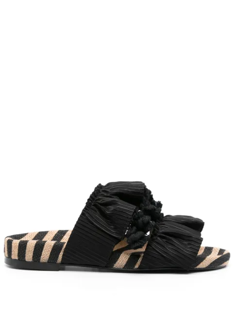 La DoubleJ Pimento pompom-detail slides Black SHO0104NAS004SOLIDBL01