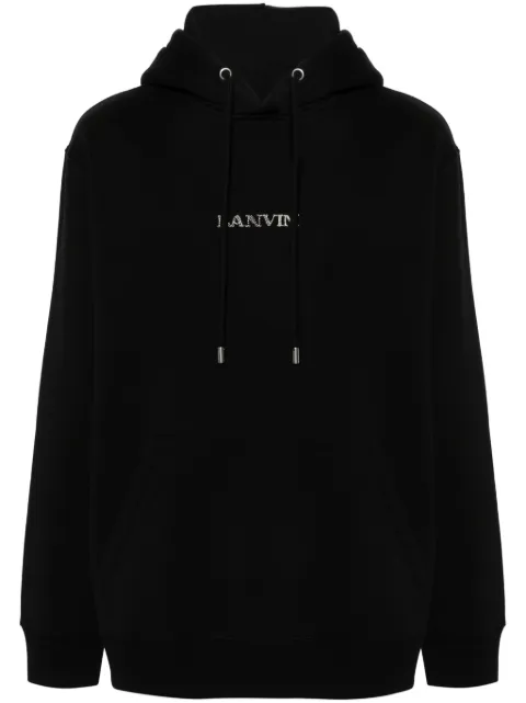 Lanvin logo-embroidered cotton hoodie Black RUHO0009J110P24