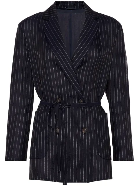 Brunello Cucinelli pinstripe-pattern belted blazer Blue ML9362268C6480