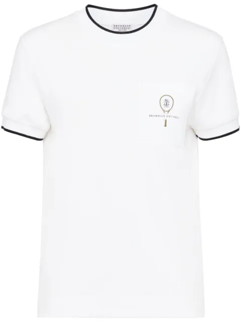 Brunello Cucinelli embroidered cotton T-shirt White ML824EN400C159