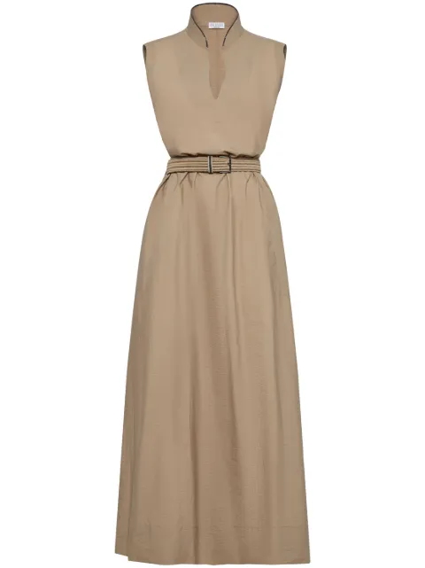 Brunello Cucinelli belted sleeveless maxi dress Neutrals M0F79AEG63C8704