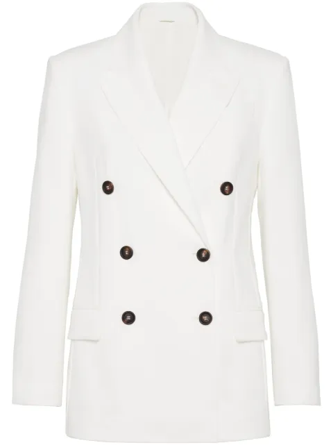 Brunello Cucinelli double-breasted cotton-twill blazer White MB4162735C4171
