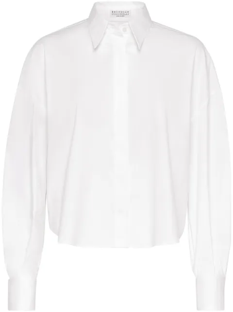 Brunello Cucinelli band-collar cotton-blend shirt White M0091NK436C159
