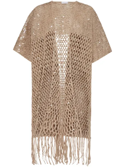 Brunello Cucinelli macramé cardi-coat Neutrals MCBR02206C9320