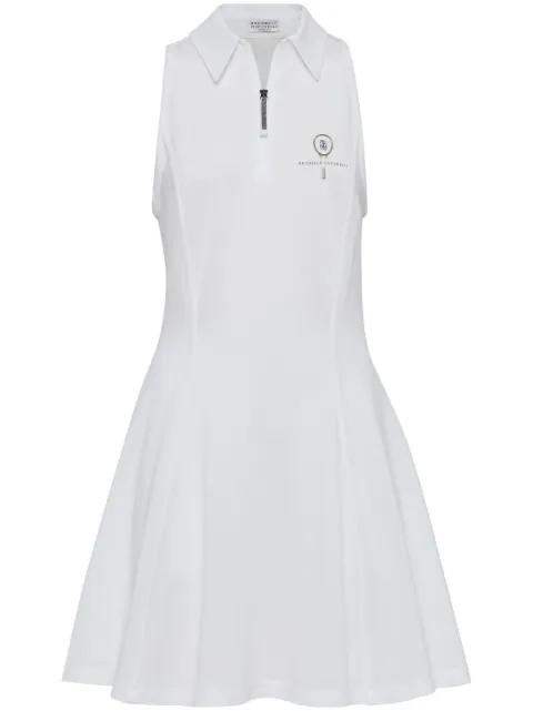 Brunello Cucinelli logo-embroidered cotton dress White ML944A5180C159