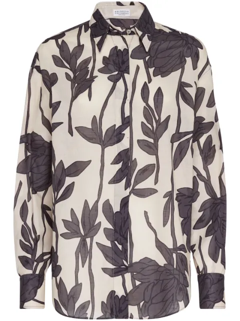 Brunello Cucinelli floral-print cotton shirt Grey ML938RC516C6013