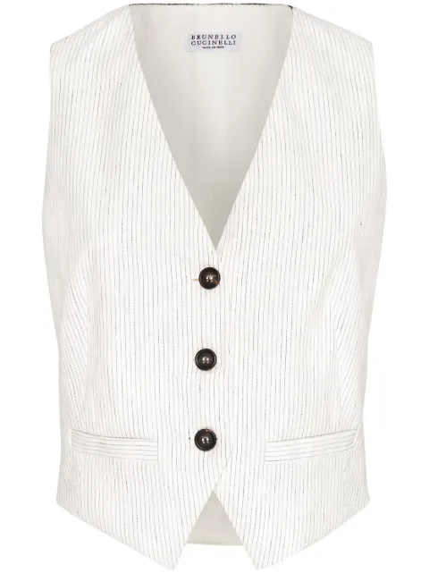 Brunello Cucinelli pinstripe-pattern waistcoat White MH557HU846C416