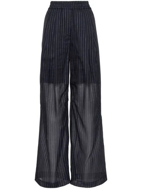 Brunello Cucinelli pinstriped semi-sheer trousers Blue ML936P8578C6480