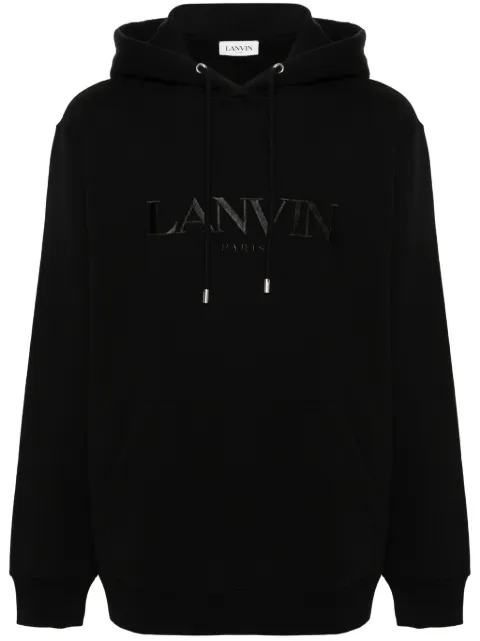 Lanvin embroidered-logo cotton hoodie Black RMHO0009J210P24