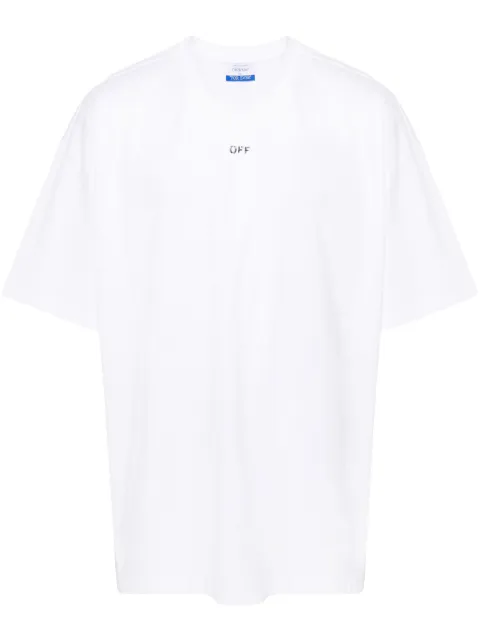 Off-White logo-stamp cotton T-shirt White OMAA161C99JER0010110